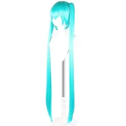 Vocaloid Cosplay Parykker 110cm Lang Grøn Pink Med 2 Klips Miku Syntetisk Hår Paryk Green