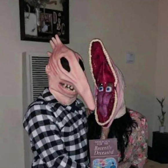 Voksen Beetlejuice Barbara Og Adam Monster Maske Par Halloween Sjove Kostumer B B