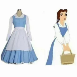 Voksen Belle Stuepige Kjole Skønheden og Udyret Belle Blå Stuepige Kjole til Kvinder Cosplay Kostume Halloween-lingling} M