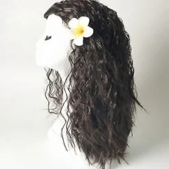 Voksen Børn Prinsesse Vaiana Moana Kostume Kjole med Halskæde Paryk Piger Halloween Fest Moana Kjole Kostume Rollespil-WELLNGS Only wig M