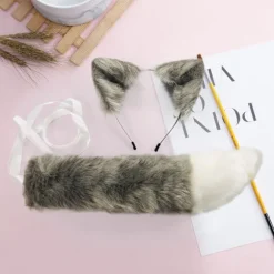 Voksen Børn Simulation Plys Ulv Katteøre Hovedbøjle Bandana med Pelsagtig Lang Hale Sæt Anime Cosplay Kostume Rekvisitter Halloween Fancy Fest Tilbehør khaki | Fyndiq