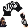Voksen Dødningehoved Handsker - Ghost Claw Selvlysende Handsker - Selvlysende Handsker - Sort