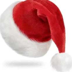 Voksen Julehat i Fløjl - En Størrelse - Rød KLB