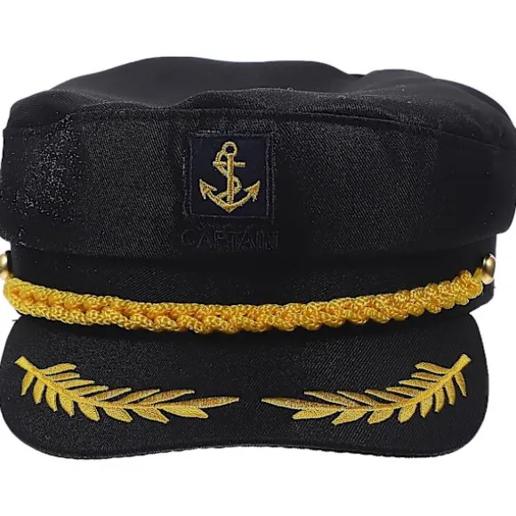 Voksen Kaptajn Hat Sort Broderet Marine Cosplay