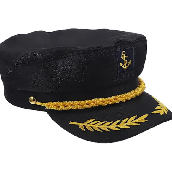 Voksen Kaptajn Hat Sort Broderet Marine Cosplay