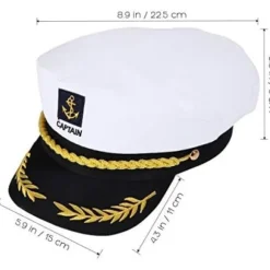 Voksen Kaptajn Hat Yachting Båd Sømand Admiral Kostume Hvid, One Size