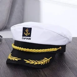 Voksen Kaptajn Hat Yachting Båd Sømand Admiral Kostume Hvid, One Size