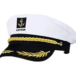 Voksen Kaptajn Hat Yachting Båd Sømand Admiral Kostume Hvid, One Size[JUN]