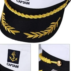 Voksen Kaptajn Hat Yachting Båd Sømand Admiral Kostume Hvid, One Size[JUN]