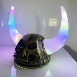 Voksen middelalderlige vikingehjelme med horn, nordiske barbariske krigerhatte, djævlehornhat, Halloween Cosplay LARP-kostumer, sølv (FMY) LED Silver | Fyndiq