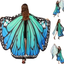 Voksen Sommerfuglevinger Kappe 168 * 140cm Voksen Sommerfugl Kostume Polyester Sommerfuglevinger Kappe Voksen Karnevalskostume Farverig til Halloween, Jul, | Fyndiq