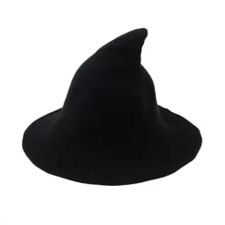 Voksen sort heksehat Dame Halloween heksehat Troldmandshat Kostumetilbehør til Halloween Wool Blend Witches