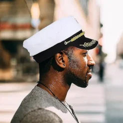Voksen Yacht Båd Skib Sailor Kaptajn Kostume Hat Cap Navy Marine Admiral Broderet Kaptajnens Cap (hvid)
