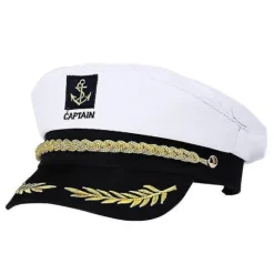 Voksen Yacht Båd Skib Sømand Kaptajn Kostume Hat Kasket Navy Admiral Broderet Kaptajn Kasket (Hvid)