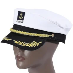 Voksen Yacht Båd Skib Sømand Kaptajn Kostume Hat Kasket Navy Admiral Broderet Kaptajn Kasket (Hvid)