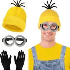 Voksne Børn Cosplay Minions Kostume Hat Handsker Briller Maskerade Jul Et Sæt (Briller) Et Sæt (Briller)-FF- A Set (Goggles) One Size