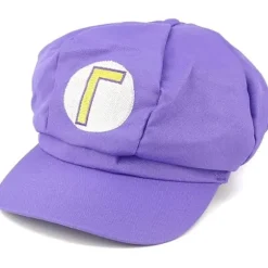 Waluigi Mario Broderet Kostume Newsboy Hat, lilla