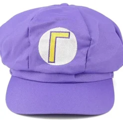 Waluigi Mario Broderet Kostume Newsboy Hat, lilla