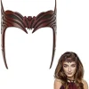Wanda Maske Hovedbeklædning, Latex Scarlet Rød Hexe Krone Til Cosplay Halloween Kostume Maskerade Rekvisitter