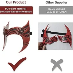 Wanda Maske Hovedbeklædning, Latex Scarlet Rød Hexe Krone Til Cosplay Halloween Kostume Maskerade Rekvisitter