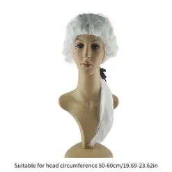 Washington Advokat Krøllet Paryk Kolonial Paryk Kostume Pudret Paryk 1700-tals Cosplay Parykker Halloween Fest Parykker Voksne Gaver Hvid, CJY