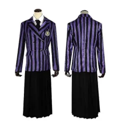 Wednesday Addams Kjole The Addams Family Nevermore Academy Cosplay Kostume Skoleuniform Sæt Mandlige Kvindelige Studenter Tøj Wig 2 XXL