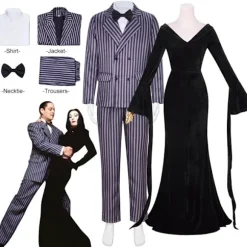 Wednesday Addams Kostume Morticia Maxikjole Langærmet Herr Gomez Cosplay Damekostume Women Costume XXL Women Costume XXL