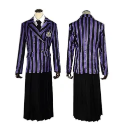Wednesday Addams The Addams Family Nevermore Kostume Uniform Sæt Kvinder Tøj S Wig 1