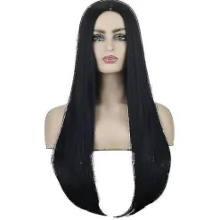 Wednesday Morticia Addams Cosplay Kostume Sexet Sort Kjole til Kvinder Halloween Karneval Party Kostume-g only hair only hair