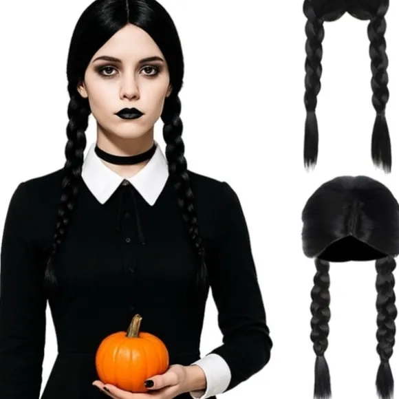 Wednesday Paryk med Fletninger - Addams Black
