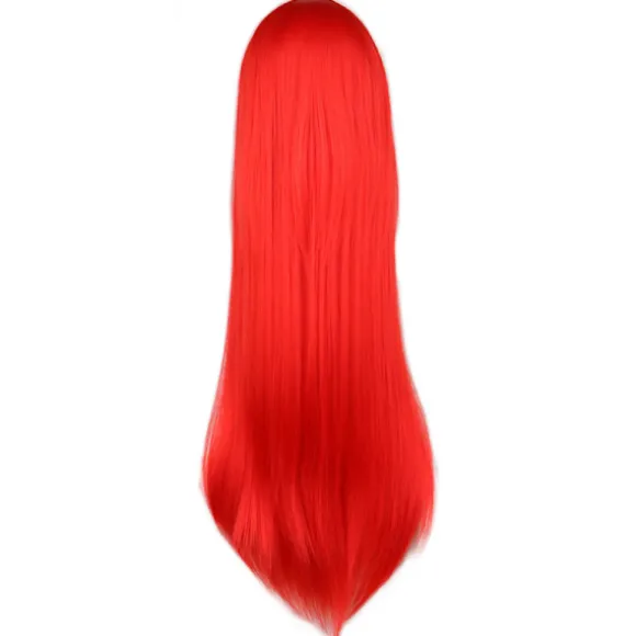Wekity 80cm Smuk Charmerende Cosplay Lige Hår Paryk, Rød