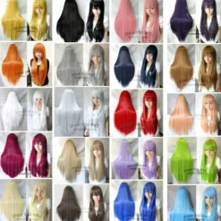 Wekity 80cm Smuk Charmerende Cosplay Lige Hår Paryk, Rød