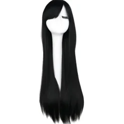 Wekity 80cm smukke charmerende Cosplay lige paryk, sort, wz-1238 (FMY)