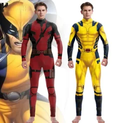 Wolverine Kostume til Mænd, Superhelt Jumpsuit til Drenge, Halloween Cosplay, Bodysuit, Rekvisitter, Fantasy Yellow M