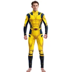 Wolverine Kostume til Mænd, Superhelt Jumpsuit til Drenge, Halloween Cosplay, Bodysuit, Rekvisitter, Fantasy Yellow M