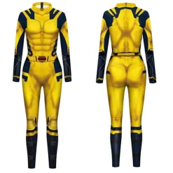 Wolverine Kostume til Mænd, Superhelt Jumpsuit til Drenge, Halloween Cosplay, Bodysuit, Rekvisitter, Fantasy Yellow L