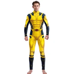 Wolverine-kostume til mænd, superhelt-jumpsuit til drenge, Halloween-cosplay-body Gul Yellow XL