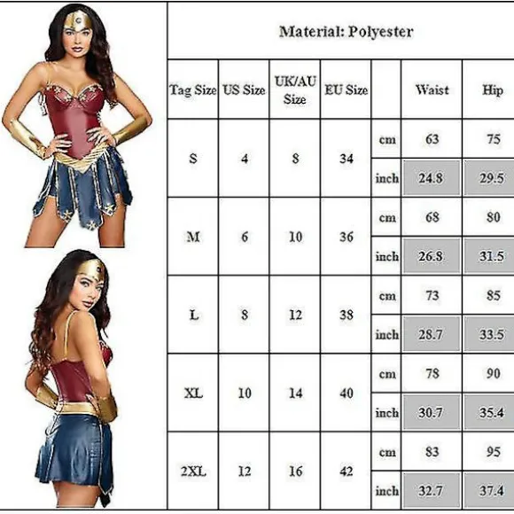 Wonder Woman Cosplay Festkostume Sæt Fancy Dress Outfit Sæt Kvinder Gaver -a S