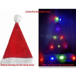 XHW Lysende Julehat Julemandshat Med LED Lys Blinkende Julemandshat Til Voksne Og Børn Julegaver Julemandshat Julehat Juleferie