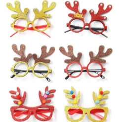 Xmas Tegneserie Briller 6 stk. Brille Ramme Festartikler Briller til Børn Rensdyr Solbriller Nyhed Fest Briller Cosplay Briller Tegneserie Briller Elg | Fyndiq