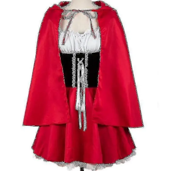Xs-6xl Deluxe Voksen Rødhætte Kostume Med Kappe Kvinder Udklædning Halloween Fest Prinsesse Fancy Kjole color:6XL-Red Riding Hood