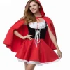 Xs-6xl Deluxe Voksen Rødhætte Kostume Med Kappe Kvinder Udklædning Halloween Fest Prinsesse Fancy Kjole_y