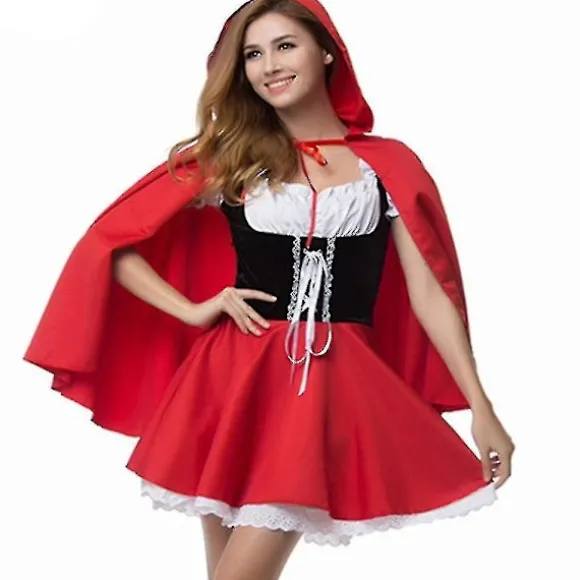 Xs-6xl Deluxe Voksen Rødhætte Kostume Med Kappe Kvinder Udklædning Halloween Fest Prinsesse Fancy Kjole_y