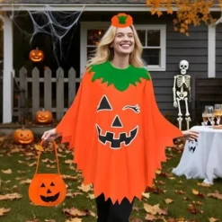 Yezmo Græskar Tilbehør, til Halloween med Slikpose og Hårbøjle til Voksne Kvinder og Mænd, Cosplay til Voksne Kvinder