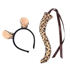 Zebra Giraf Ører Hårbøjler Hale Sæt Dyre Udklædningssæt til Cosplay (FMY) Brown Leopard
