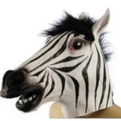 Zebra Gummi Maske til Hele Hovedet Latex Dyr Uhyggelig Til Halloween Fest (Fww)