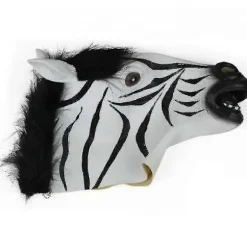 Zebra Gummi Maske til Hele Hovedet Latex Dyr Uhyggelig Til Halloween Fest (Fww)