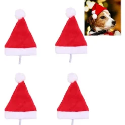 Zmmyuluo Kæledyrs julehuer 4 stk. katte nissehuer 14 cm x 20 cm kæledyrshuer hund kat kæledyr nissehuer til kat hvalp hund, røde julehuer, (HF-TD)CJY White Red | Fyndiq