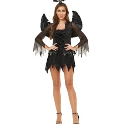 Zombie Mørk Engel Uniform Kvinder Halloween Kostume Spil Ond Engel Kostume Spøgelsesbrud